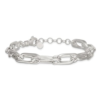 Sterling Silver 8.4mm Oval Double Link Chain Bracelet – view 4
