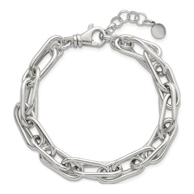 Sterling Silver 8.4mm Oval Double Link Chain Bracelet – view 5