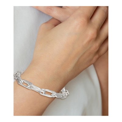 Sterling Silver 8.4mm Oval Double Link Chain Bracelet – view 7