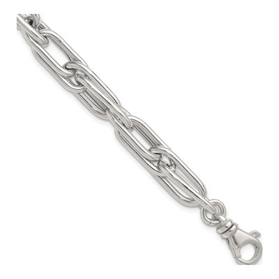 Sterling Silver 8.4mm Oval Double Link Chain Bracelet
