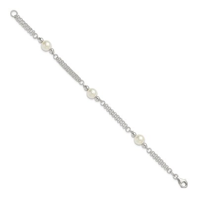 Sterling Silver Glass Pearl Double Strand Bracelet – view 2