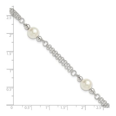 Sterling Silver Glass Pearl Double Strand Bracelet – view 5