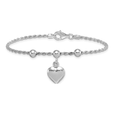 Sterling Silver Puffed Heart Bracelet – view 4