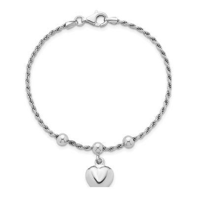 Sterling Silver Puffed Heart Bracelet – view 5