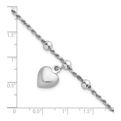 Sterling Silver Puffed Heart Bracelet – view 6