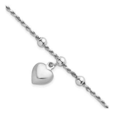 Sterling Silver Puffed Heart Bracelet