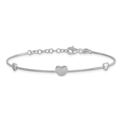 Sterling Silver Three Hearts Bracelet – view 4