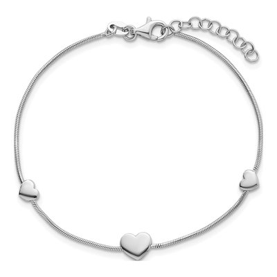 Sterling Silver Three Hearts Bracelet – view 5