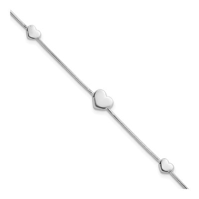 Sterling Silver Three Hearts Bracelet
