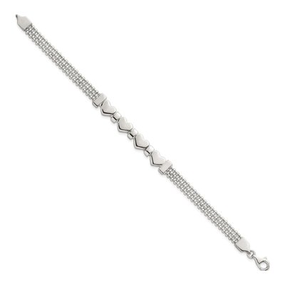 Sterling Silver 4-Hearts Beaded Bracelet – view 3