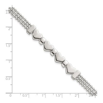 Sterling Silver 4-Hearts Beaded Bracelet – view 6
