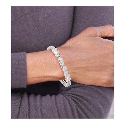Sterling Silver 4-Hearts Beaded Bracelet – view 7