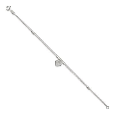 Sterling Silver CZ Heart Double Strand Bracelet – view 3
