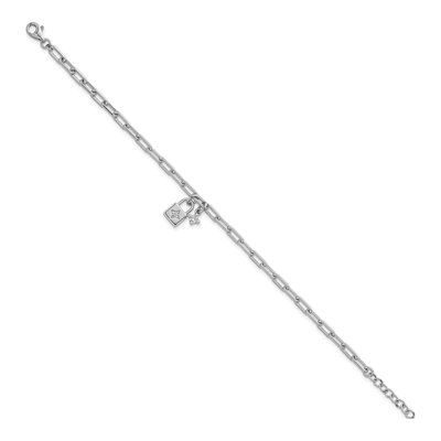 Sterling Silver CZ Lock Bracelet – view 3