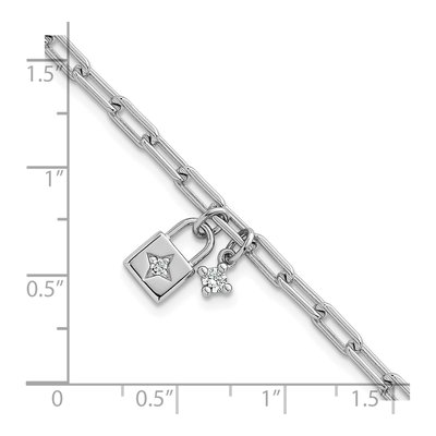 Sterling Silver CZ Lock Bracelet – view 6