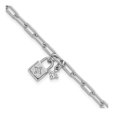 Sterling Silver CZ Lock Bracelet