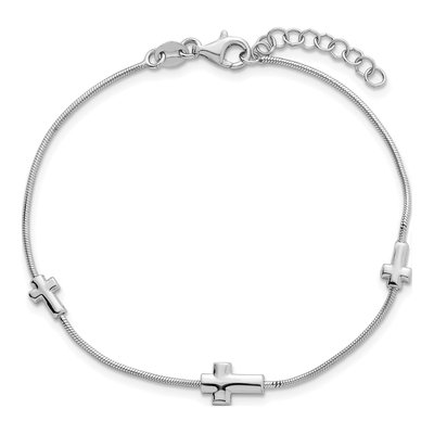 Sterling Silver Three Cross Bracelet – view 5