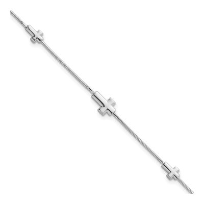 Sterling Silver Three Cross Bracelet