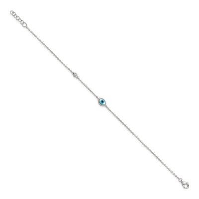 Sterling Silver Mother of Pearl & CZ Evil Eye Bracelet – view 2