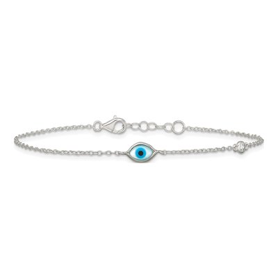 Sterling Silver Mother of Pearl & CZ Evil Eye Bracelet – view 3