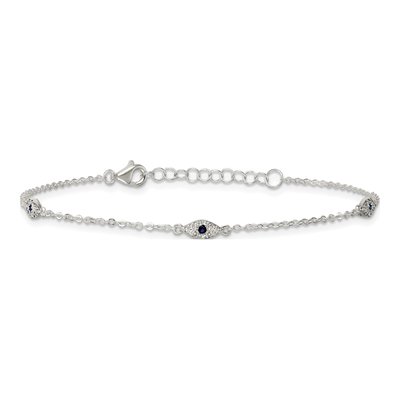 Sterling Silver CZ Evil Eye Bracelet – view 4