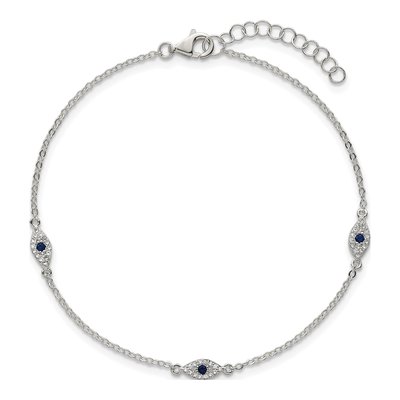Sterling Silver CZ Evil Eye Bracelet – view 5