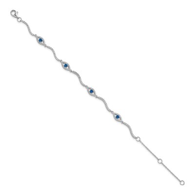 Sterling Silver CZ Evil Eye Bracelet – view 3