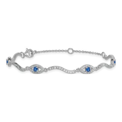Sterling Silver CZ Evil Eye Bracelet – view 4
