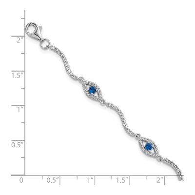 Sterling Silver CZ Evil Eye Bracelet – view 6