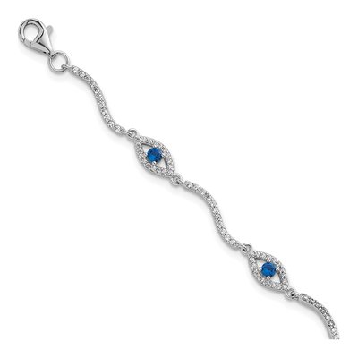Sterling Silver CZ Evil Eye Bracelet