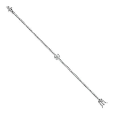 Sterling Silver CZ Flower Tennis Bracelet – view 3