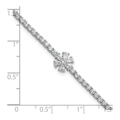 Sterling Silver CZ Flower Tennis Bracelet – view 6