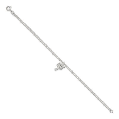Sterling Silver CZ Palm Tree Double Strand Bracelet – view 3