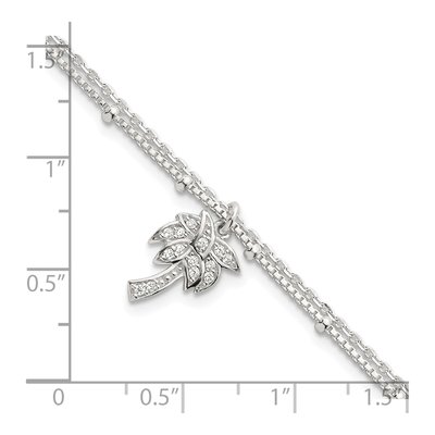 Sterling Silver CZ Palm Tree Double Strand Bracelet – view 6