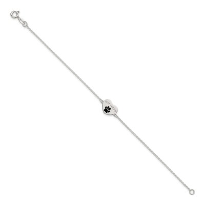 Sterling Silver Best Friend Pawprint Heart Charm Bracelet – view 3