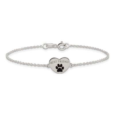 Sterling Silver Best Friend Pawprint Heart Charm Bracelet – view 4