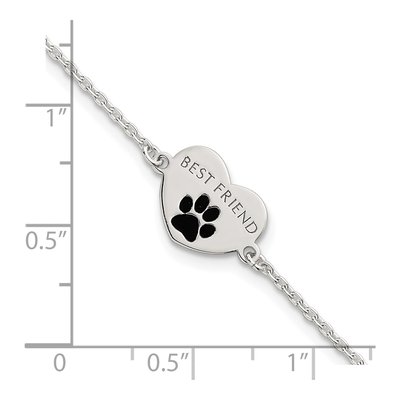 Sterling Silver Best Friend Pawprint Heart Charm Bracelet – view 6