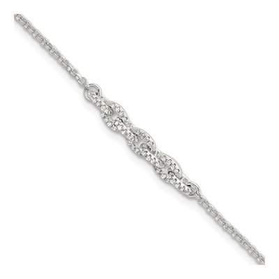 Sterling Silver CZ Pave Cable Bracelet
