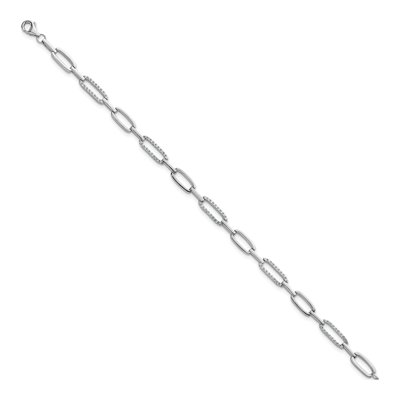 Sterling Silver CZ Paperclip Bracelet – view 3