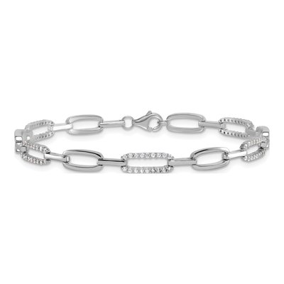 Sterling Silver CZ Paperclip Bracelet – view 4