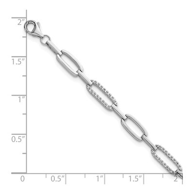 Sterling Silver CZ Paperclip Bracelet – view 6