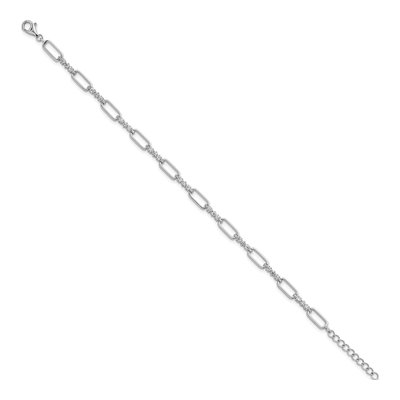 Sterling Silver CZ Paperclip Link Bracelet – view 3