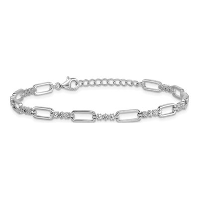 Sterling Silver CZ Paperclip Link Bracelet – view 4