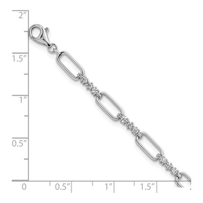 Sterling Silver CZ Paperclip Link Bracelet – view 6