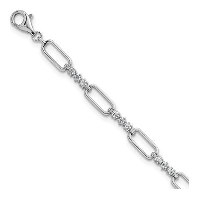 Sterling Silver CZ Paperclip Link Bracelet