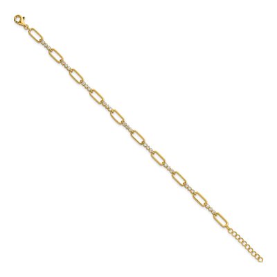 Gold-Plated Sterling Silver CZ Paperclip Bracelet – view 3