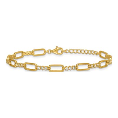 Gold-Plated Sterling Silver CZ Paperclip Bracelet – view 4