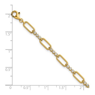 Gold-Plated Sterling Silver CZ Paperclip Bracelet – view 6