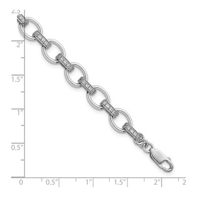 Sterling Silver CZ Oval Link Bar Bracelet – view 6