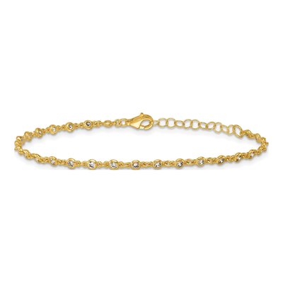 Gold-Plated Sterling Silver CZ Station Bracelet – view 4